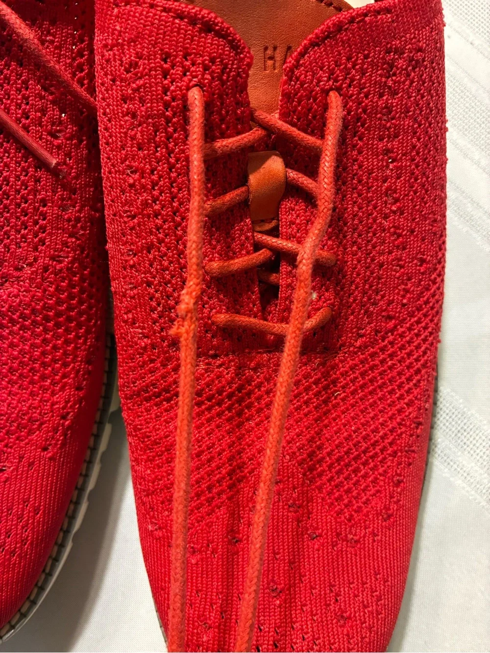 Cole Haan Men's Red Knit Oxford Lace-Up Shoes